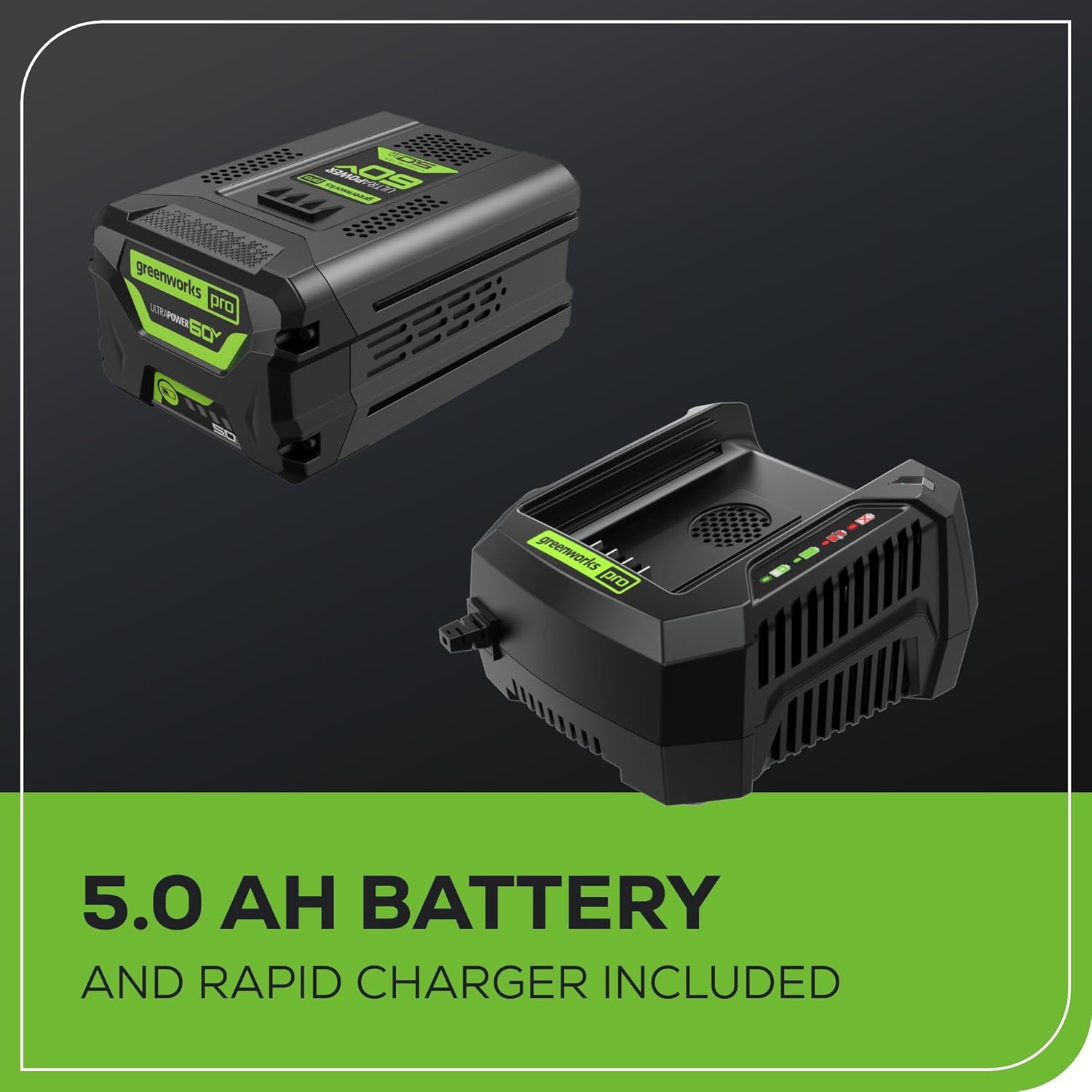 Greenworks 60V 21" Cordless Lawn Mower – 5.0Ah Battery & Rapid Chargerr(75+ Tool Compatibility  60Min Runtime)