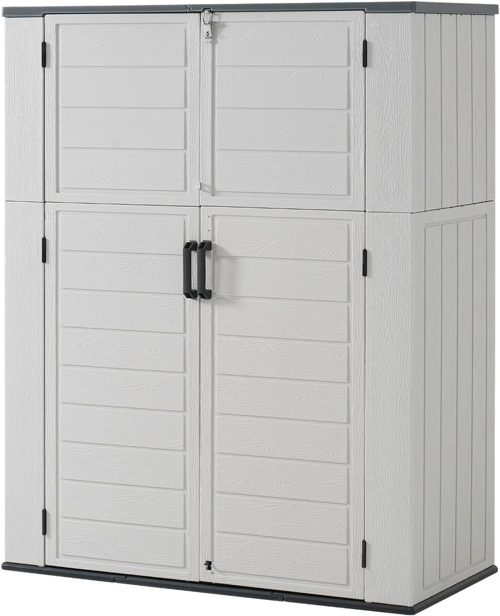 Aoxun 61 Cu.Ft Outdoor Storage Shed  Widened Outdoor Storage Cabinet Waterproof Vertical Resin Shed with Floor for Patio  Garden Tools  Pool Equipment  Easy to Assemble (White)