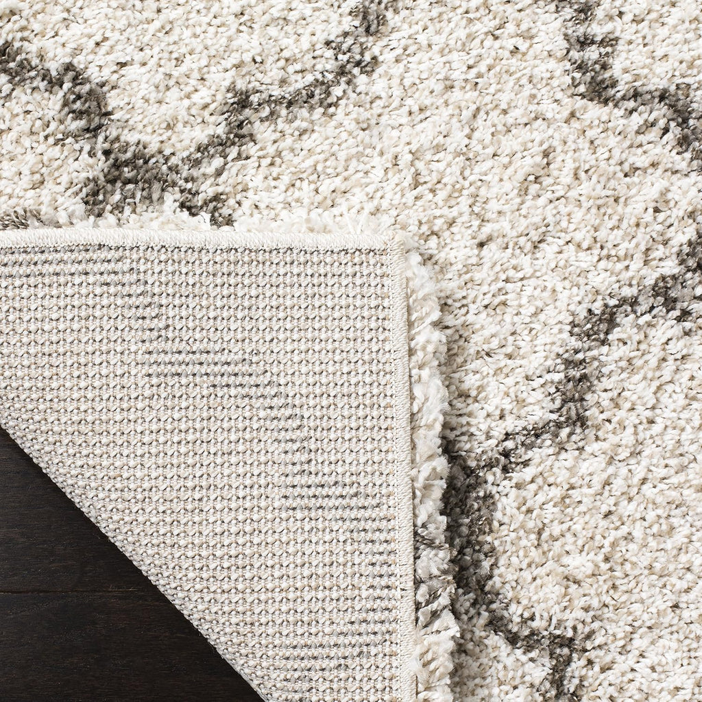 SAFAVIEH Hudson Shag Collection Area Rug - 9' x 12', Ivory & Grey, Moroccan Trellis Design, Non-Shedding & Easy Care, 2-inch Thick Ideal for High Traffic Areas in Living Room, Bedroom (SGH282A)