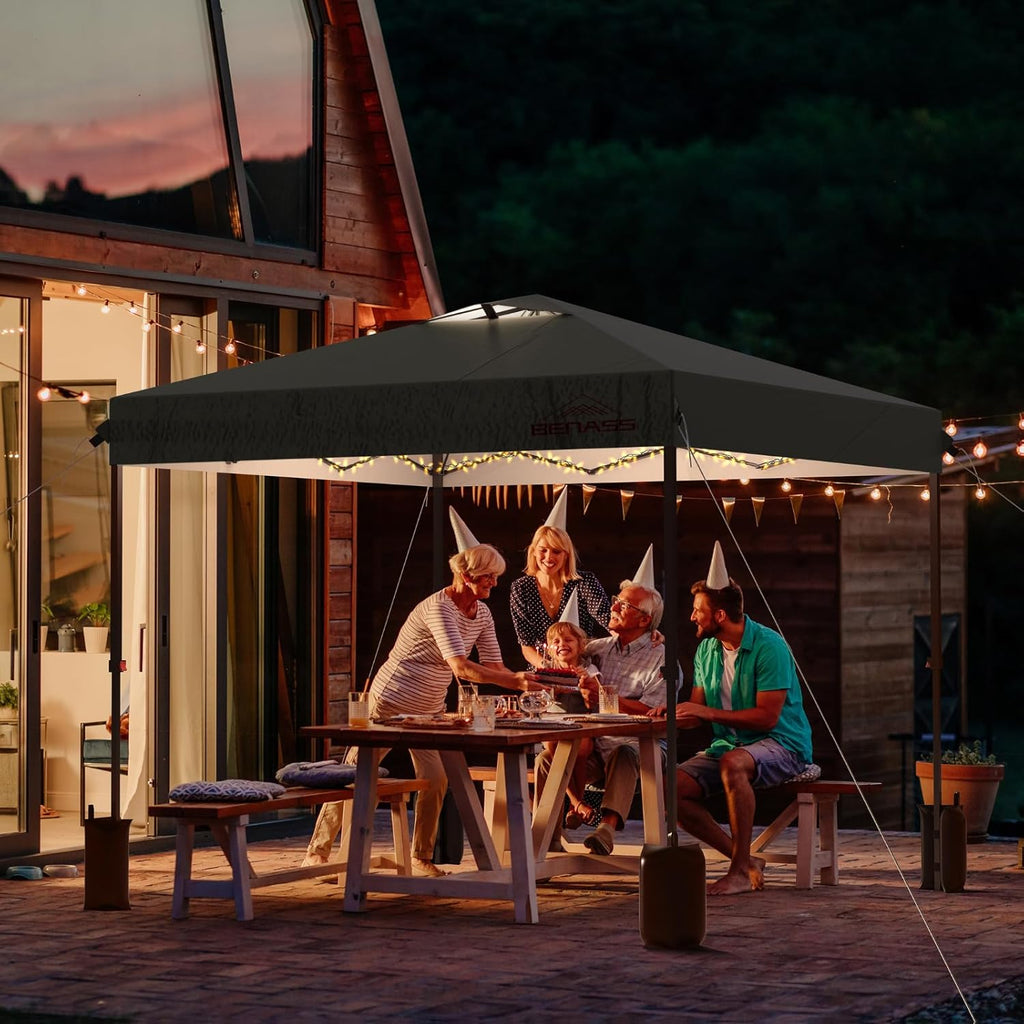 12x12 Pop Up Canopy  Easy Up Canopy Tent  Heavy Duty Tents for Parties  One Person Set Up Event Tent  Grey