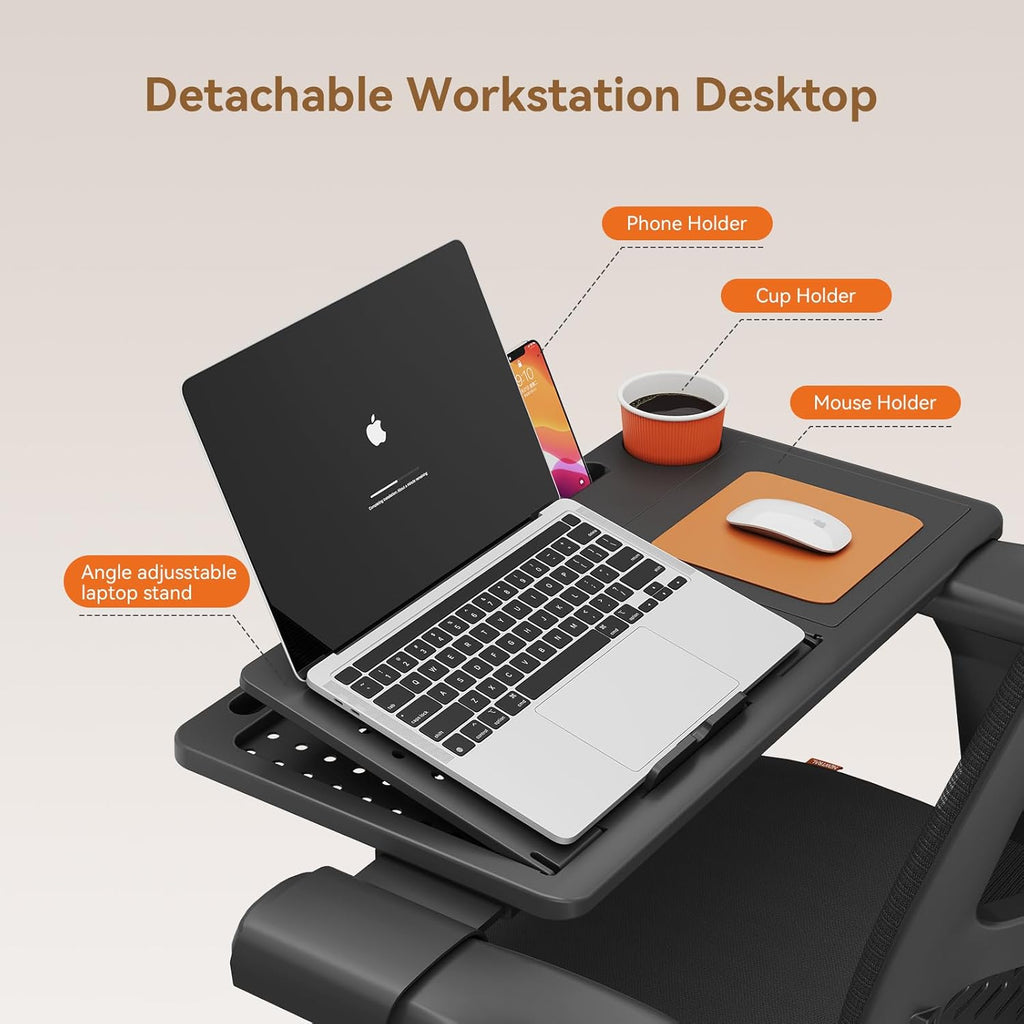 Newtral Ergonomic Office Chair with Laptop Tray - Desk Chair with 4D Armrests, Dynamic Lumbar Support, ComFootrest & 136° Recline - High Back Executive Chair for Home Office (with Laptop Desk)
