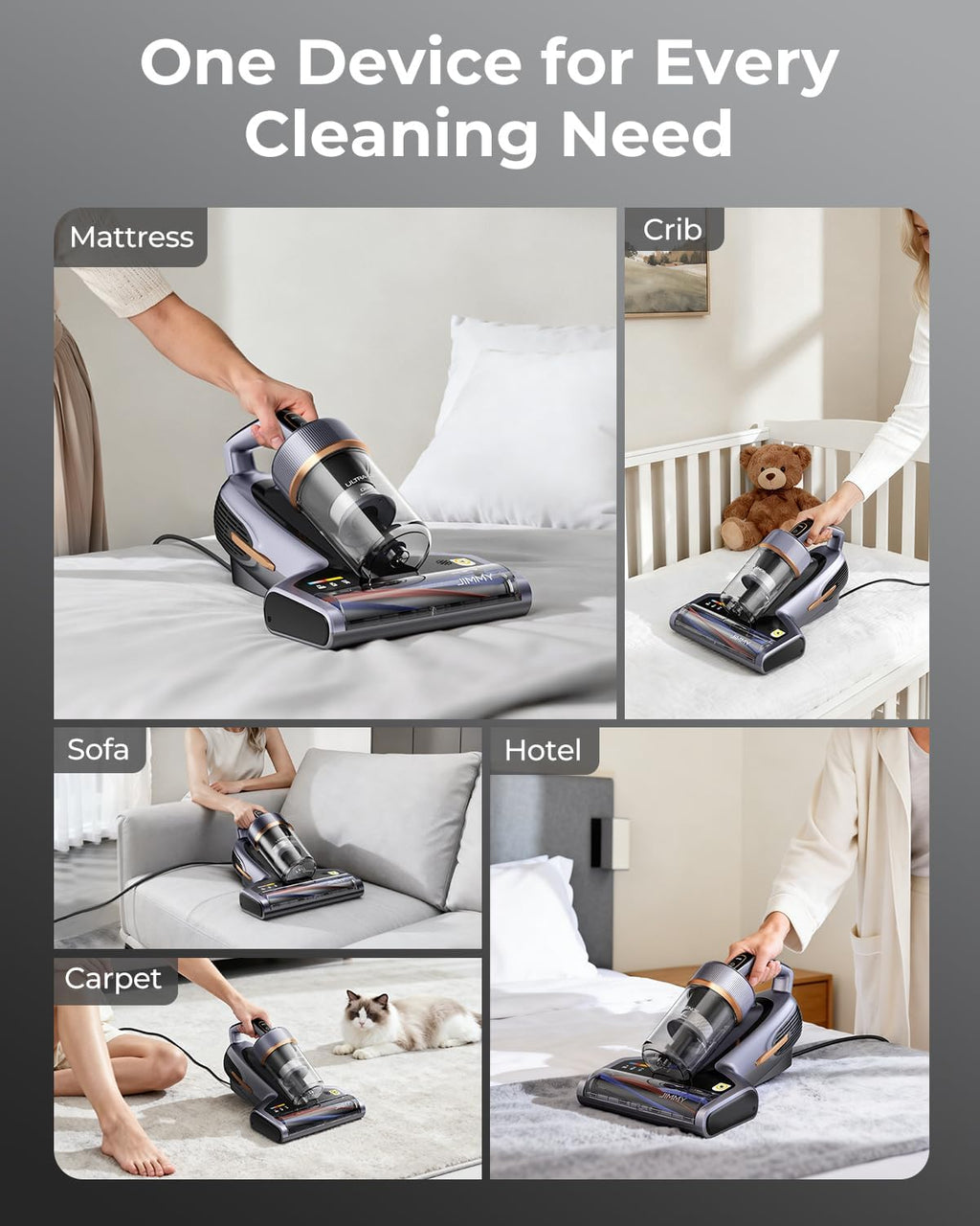 Jimmy BX7 Pro Max Graphene Mattress Vacuum Cleaner with Dust Sensor, Bed Vacuum with UV Light, 550W Powerful 16Kpa Suction Handheld Vacuums Couch Cleaner (Corded)