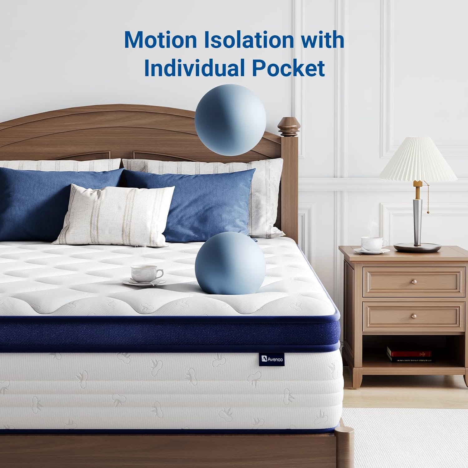 Avenco Queen Mattress, Hybrid Queen Size Mattress in a Box, 12 Inch Queen Size Mattresses with Comfort Foam and Pocket Coils for Pressure Relief Motion Isolation
