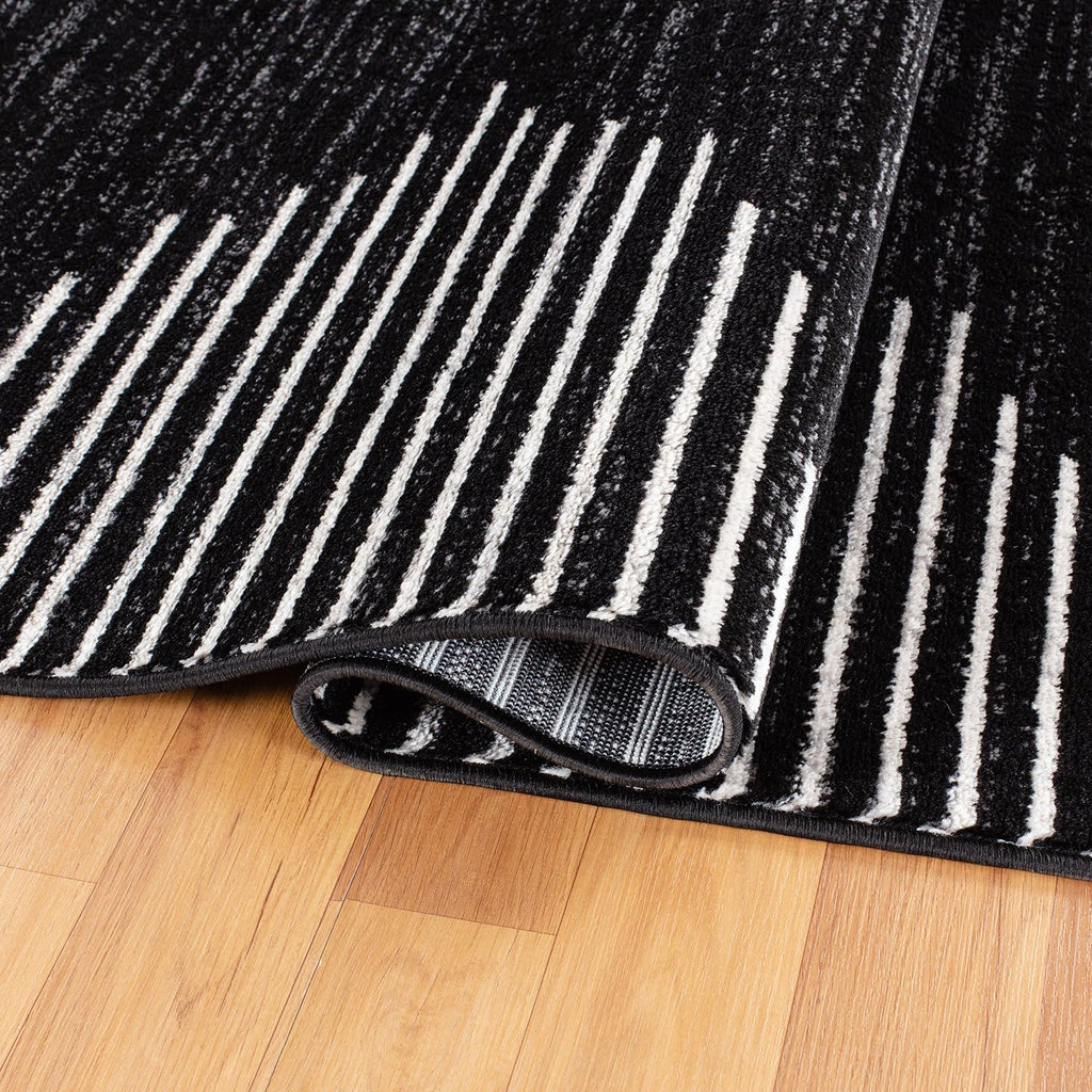 Rugshop Bohemian Stripe Stain Resistant High Traffic Living Room Kitchen Bedroom Dining Home Office Area Rug 10' x 14' Black