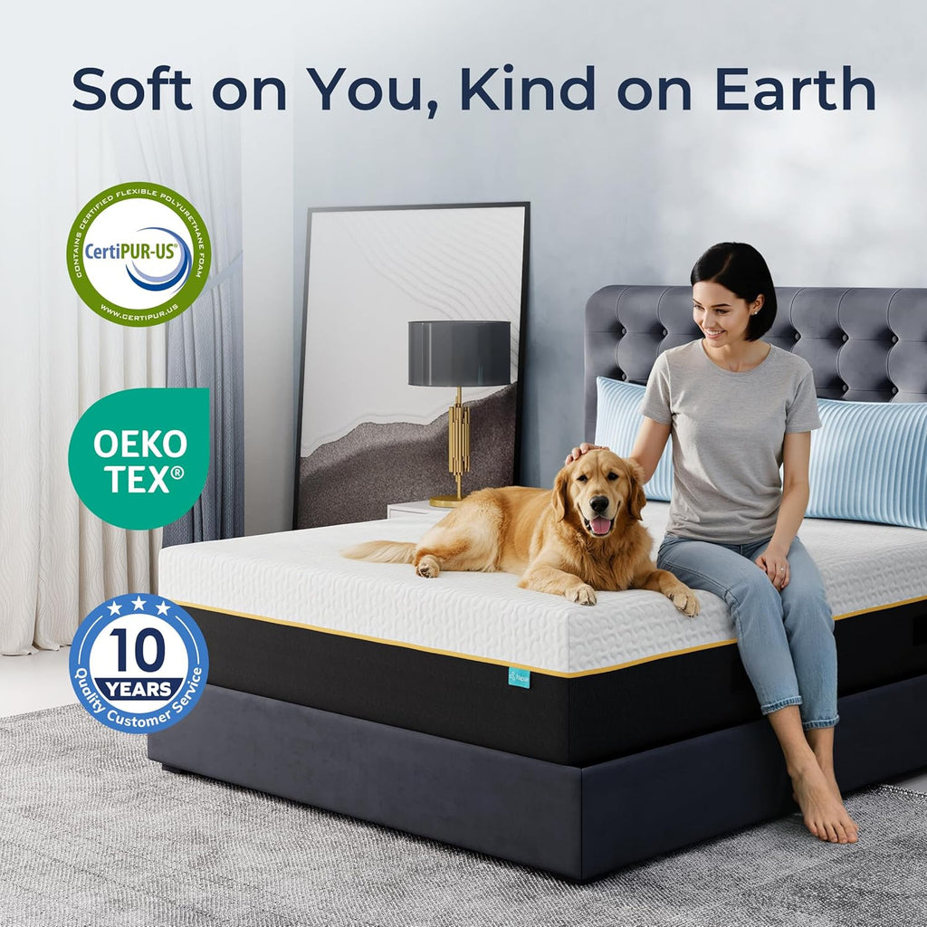 14 Inch King Size Mattress, Cooling Tencel Cover, King Memory Foam Mattress in a Box, Medium Plush King Size Bed for Back Pain Relief and Cool Sleep, CertiPUR-US Certified, Foam Made in USA