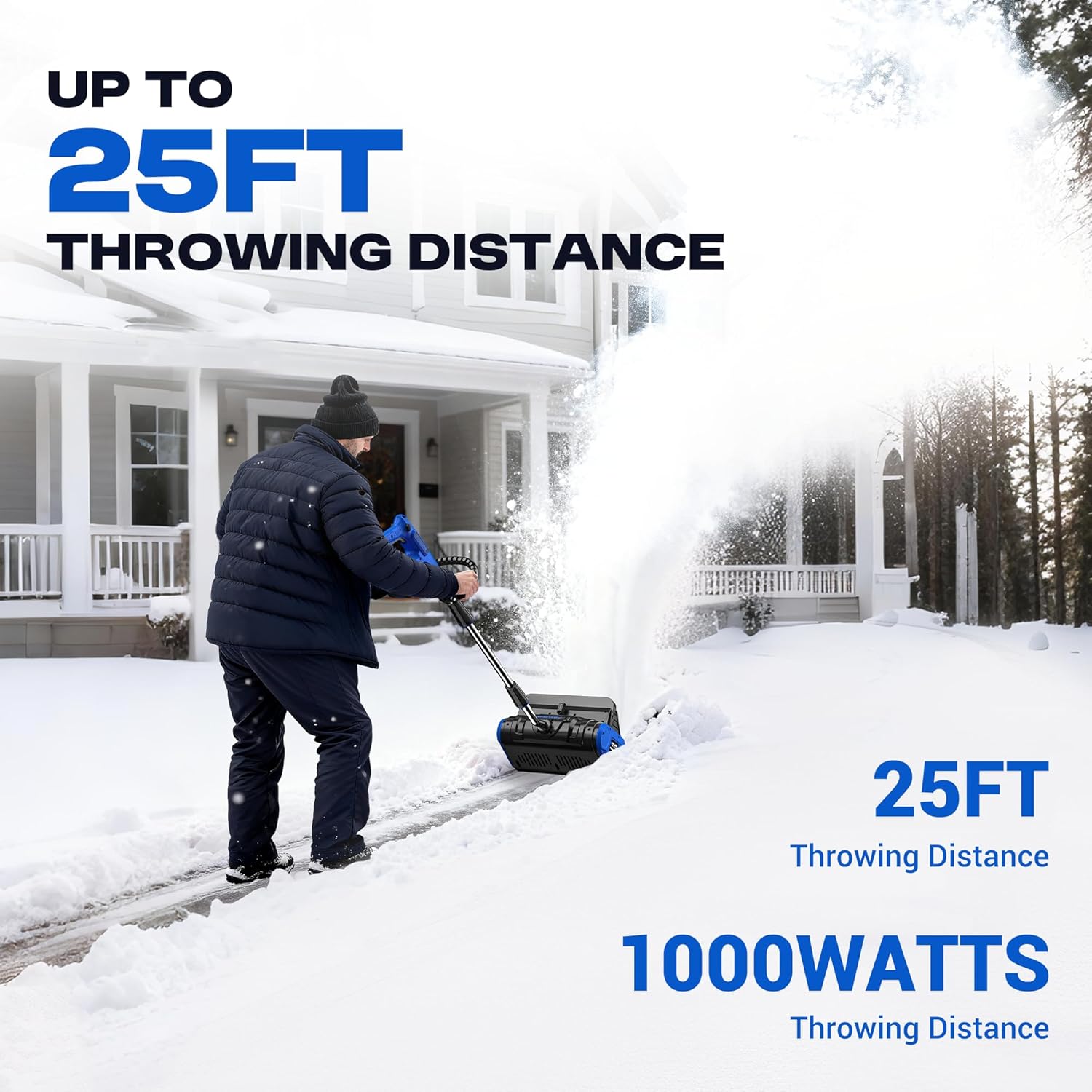 2 * 40V Electric Cordless Snow Shovel  13 Inch Brushless Electric Snow Blower with 2×4.0Ah Batteries & Fast Charger  13" Width  6" Depth  25FT Throw Distance Snow Shovel for Driveway  Patio