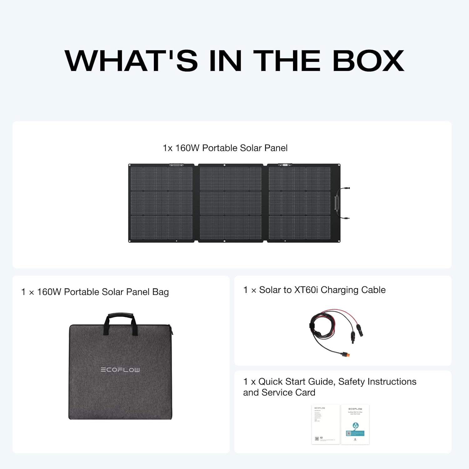 EF ECOFLOW 160 Watt Portable Solar Panel for Power Station  Foldable Solar Charger with Adjustable Kickstand  Waterproof IP68 for Outdoor Camping RV Off Grid System