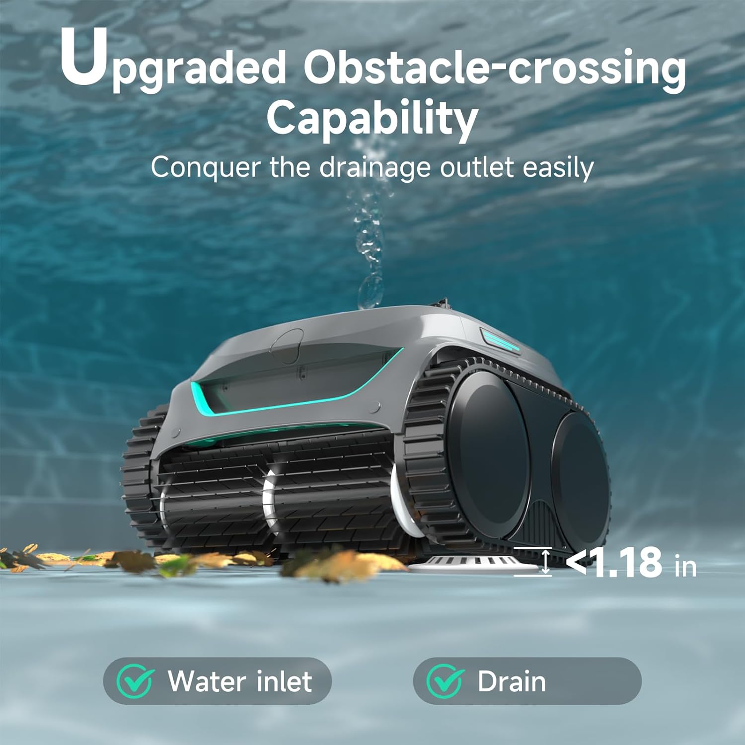 WYBOT C2 Cordless Robotic Pool Cleaner  Dual Filtration  Pool Vacumm Robot for Wall & Waterline Cleaning  Up to 180 Mins Runtime & Scheduling  Smart Navigation  for Inground/Above-Ground Pools