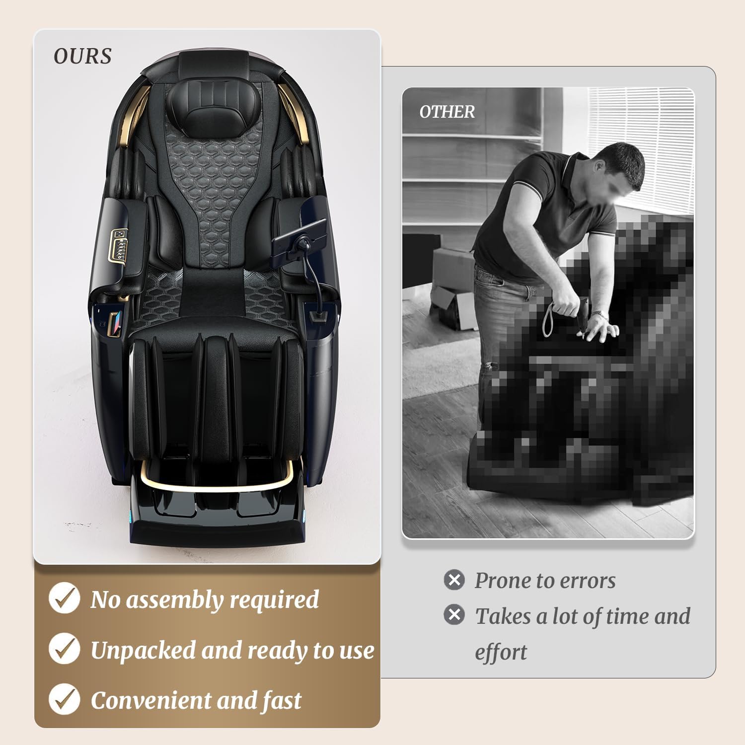 4D Zero Gravity Massage Chair 52" SL-Track Sliding Massages AI Voice Control System LCD Touch Screen 52 Airbags Soft Massage Body Scan and Calfrest Extension Massage Chairs Full Body  Wireless Charger
