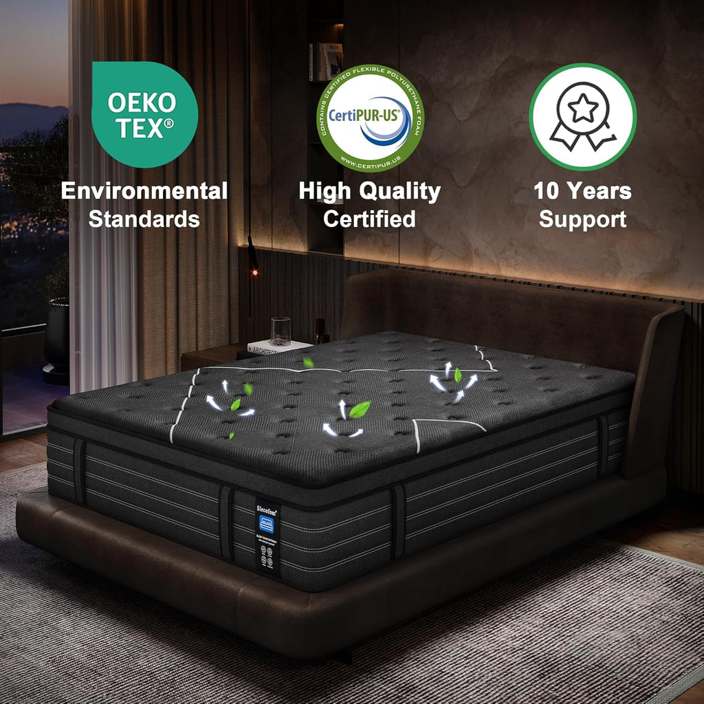 Extra Firm Queen Mattress, 14 Inch Queen Size Mattress,Memory Foam Hybrid with Extra Lumbar Support, Back Pain Relief&Cool Sleep, Firm Foam Encased Edge,Motion Isolation,Fiberglass-Free