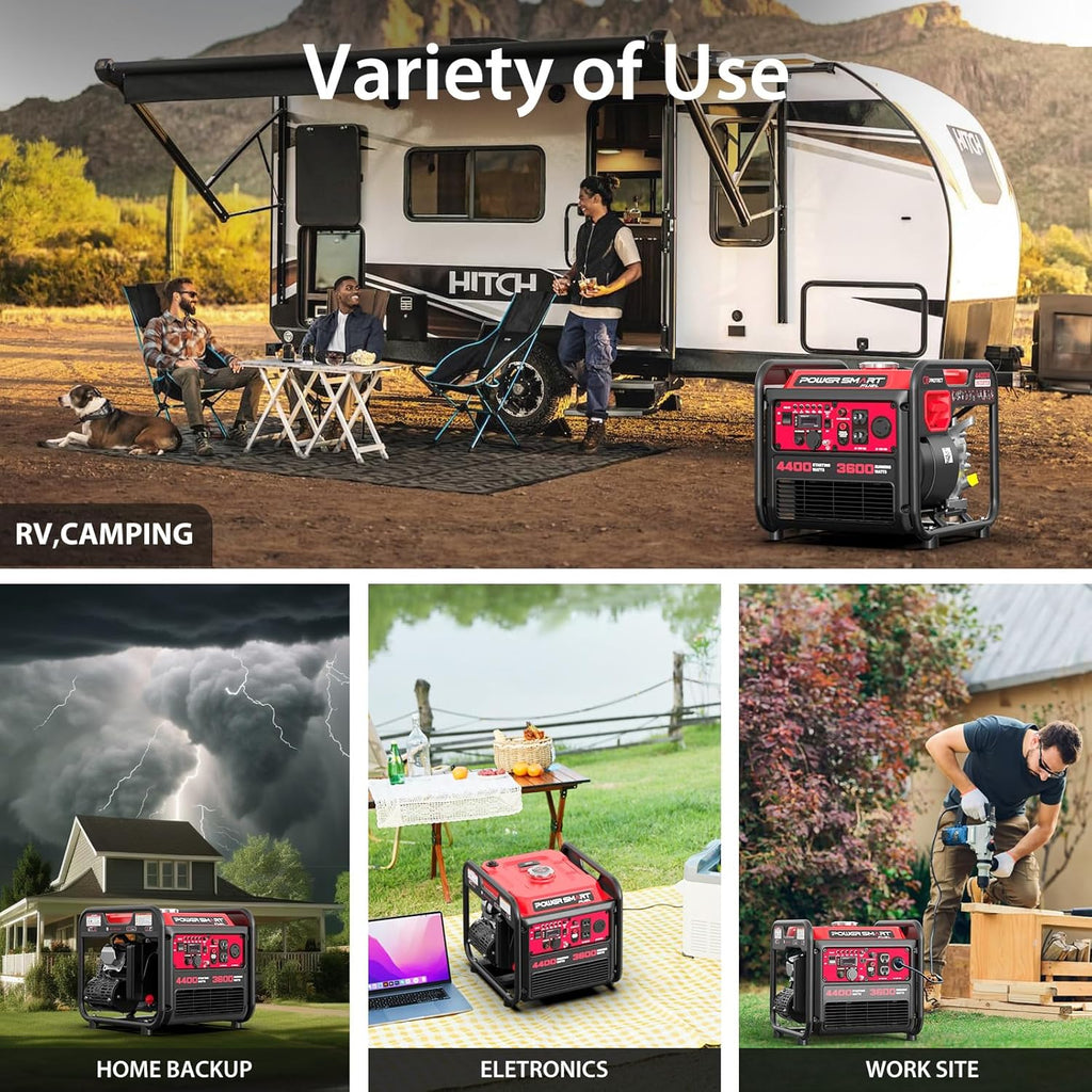 PowerSmart 4400-Watt Portable Inverter Generator  Gas Powered  CO-Sensor  Lightweight & Quiet for Home Use and Emergency Backup  Camping  EPA Compliant