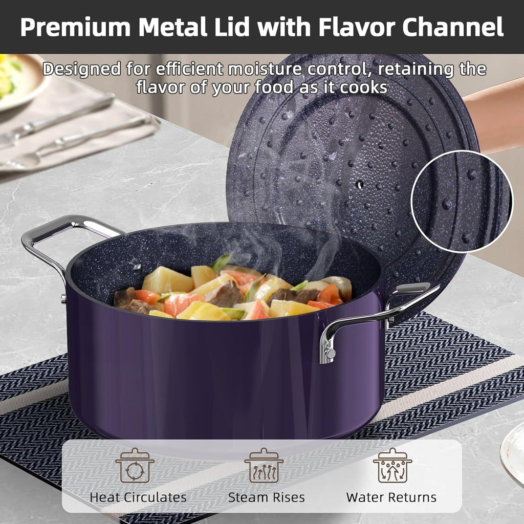 Nuwave Lux 13pc Forged Lightweight Cookware Set PFAS Free, Healthy G10 Duralon Ceramic Coating, Ultra Non-Stick, Stay-Cool Handles, Works on All Cooktops & Induction Ready