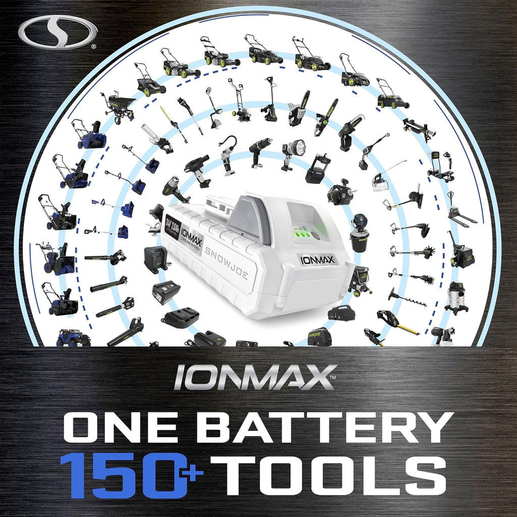 Snow Joe 48V Cordless Snow Blower Kit with 2X 8Ah Batteries  Dual-Port Charger & LED Headlights  1600W Brushless Motor  22" Clearing Path - Ice Removal for Driveways  Patios & Sidewalks  24V-X2-SB22