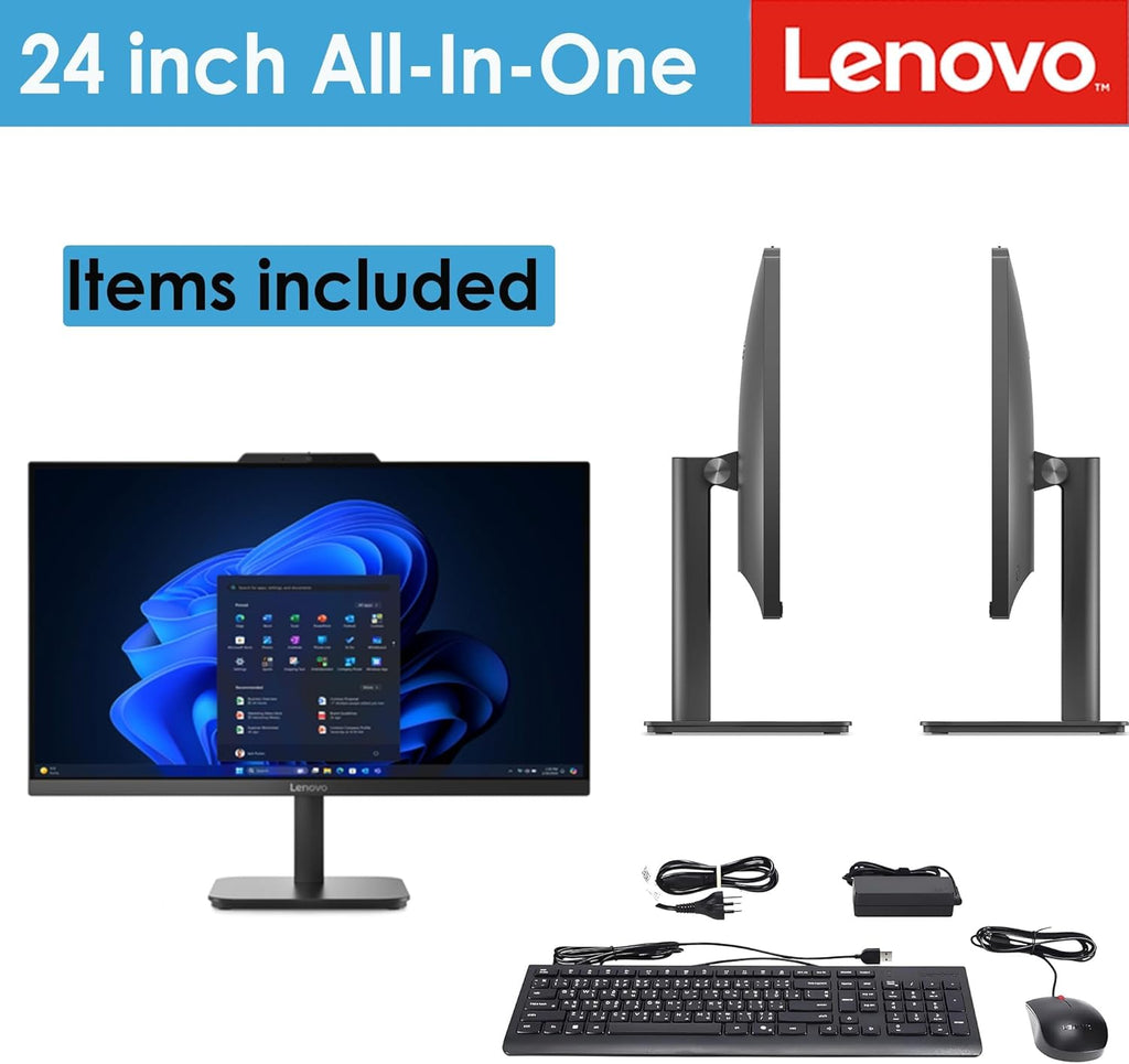 Lenovo 24 IdeaCentre All-in-One Desktop Computer for Home Office  16GB DDR4 RAM  512GB PCIe SSD  Intel Processor  Lifetime Office 365 for Web  FHD  WiFi 6  BT 5.2  RJ-45  HDMI  Ebony‌ Black  Win 11H