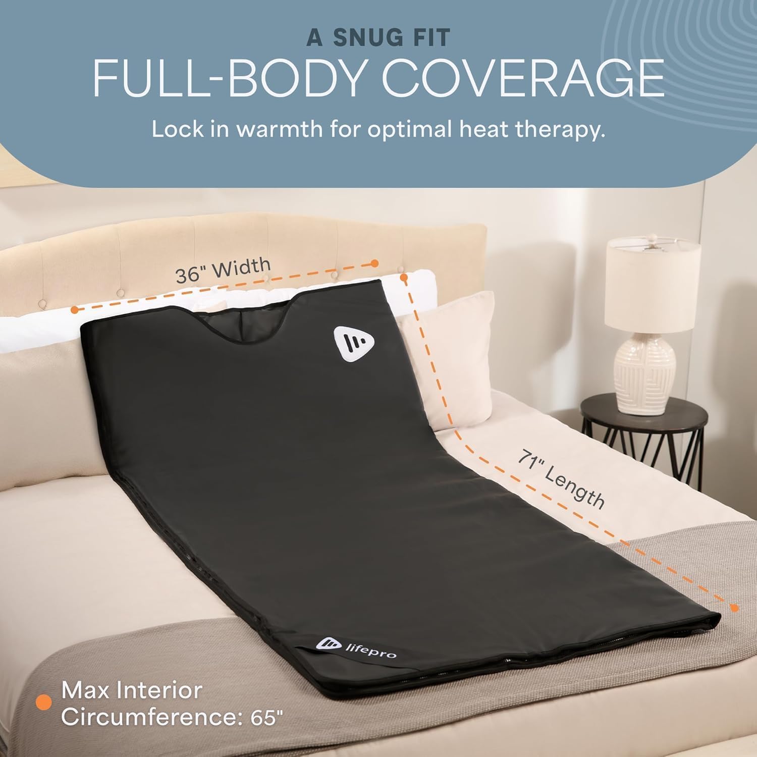 LifePro RejuvaWrap Infrared Sauna Blanket for Detox & Relaxation – Low EMF Carbon Fiber Heating  9 Temp Levels  5 Colors – Portable Sauna Blanket Infrared with Waterproof Interior & Carry Bag