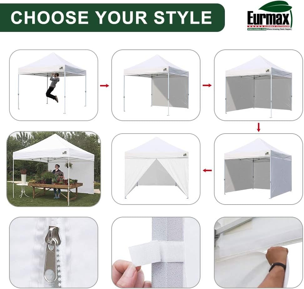 Eurmax USA 10 x 10 Pop up Canopy Commercial Tent Outdoor Instant Canopies Party Shelter with 4 Full Zippered Walls and Roller Bag Bonus Sand Bags(Burgundy)
