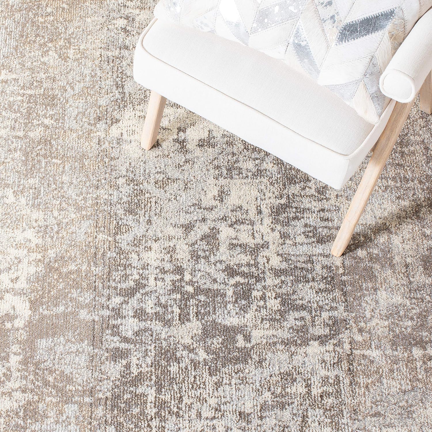 SAFAVIEH Madison Collection 9' x 12' GreyBeige MAD471G Modern Abstract Non-Shedding Living Room Bedroom Area Rug