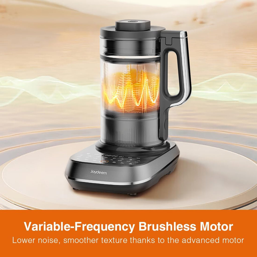 Joydeem Soymilk Maker Machine, Heated Blender with Grind Cup, Low Noise Variable Frequency Brushless Motor, 1.75L Capacity, Black, JD-B1Pro