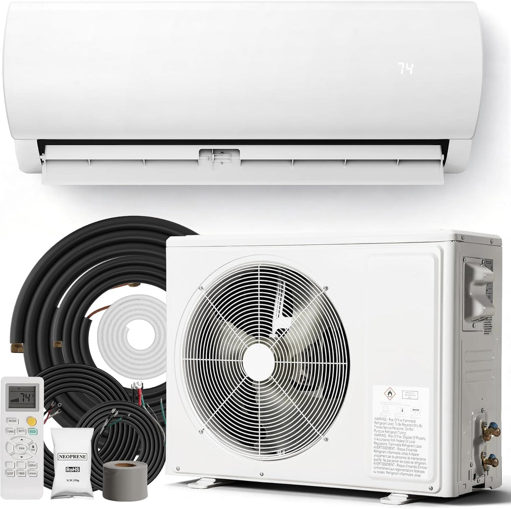 Tehanld Mini Split Ac/Heating System - 12000 BTU Mini Split Air Conditioner with Heat Pump, 19 SEER2 230V Energy Efficient AC Unit Up to 750 Sq.Ft, Complete Installation Kit