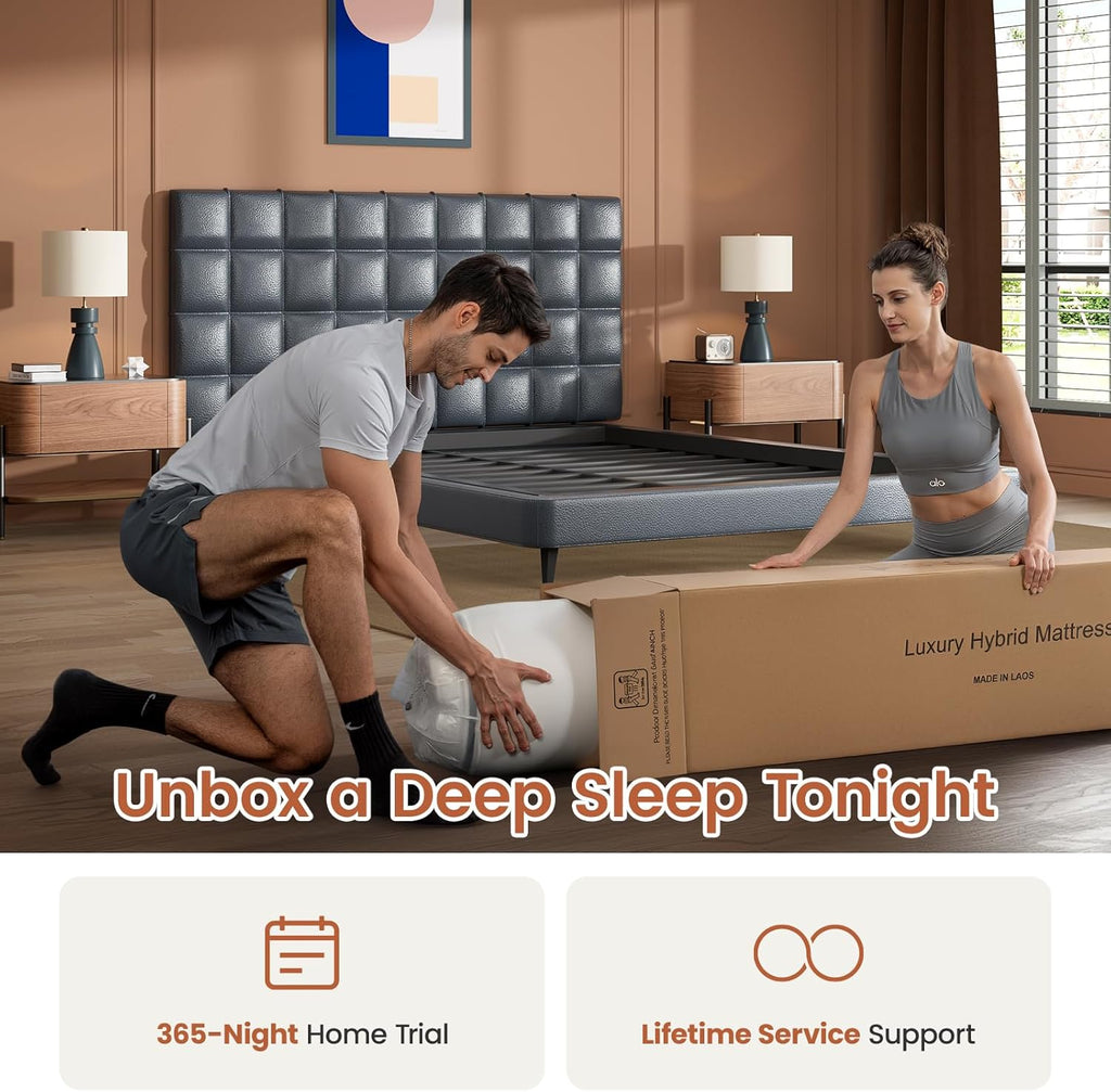 Extra Firm Queen Mattress 14 Inch, Deep Sleep Hybrid Mattress for Lumbar Support & Back Side Sleepers, Pain Relief Mattresses in a Box with Pocket Springs & Cooling Gel - 365-Night Trial, CertiPUR-US