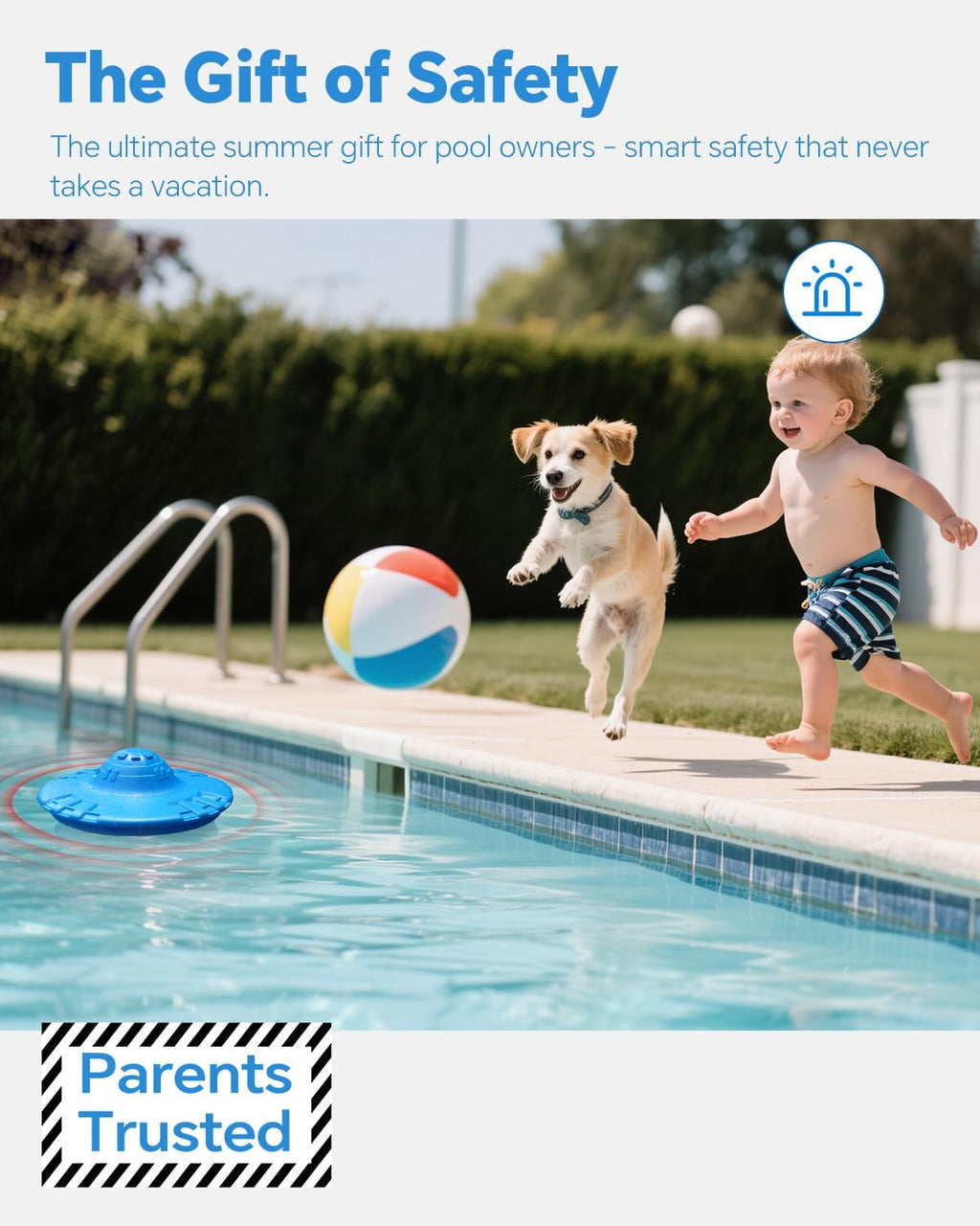 Pool Alarm  Floating Pool Safety Alarms for Inground & Above Ground Pools – Loud 110dB Alert  Adjustable Sensitivity  Protection for Kids & Pets (Blue)
