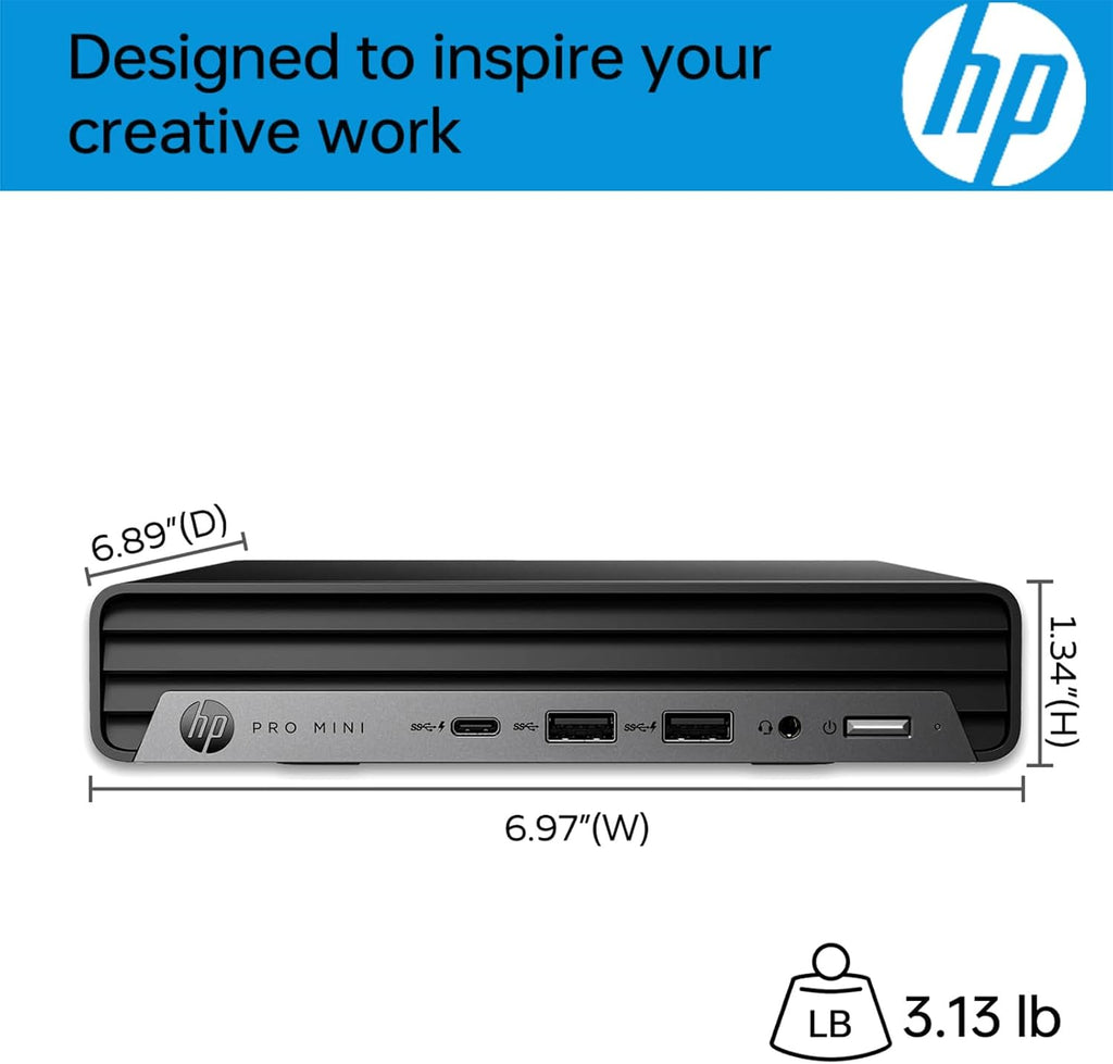 HP Pro 400 G9 Mini PC Desktop Computer  Intel CPU  16GB DDR5 RAM  256GB PCIe SSD  Triple 4K Display Support  USB-C  Ultra-Quiet Design  Bluetooth 5.2  WiFi 6  Keyboard and Mouse  Windows 11 Pro