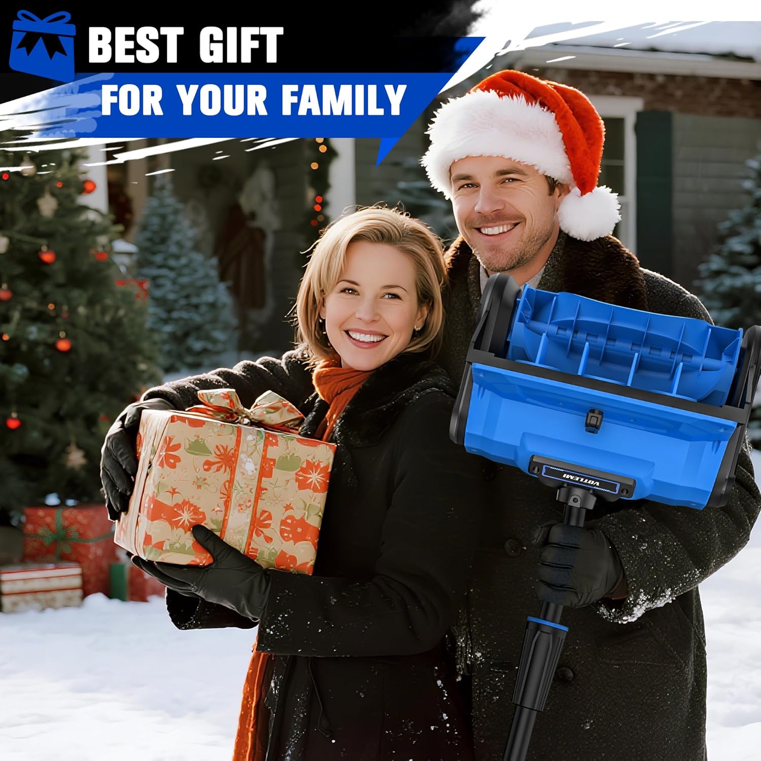 40V Cordless Snow Shovel  13 Inch 4.0Ah Electric Snow Shovel with Directional Plate  Brushless Cordless Snow Blower for Pathway  Patio  Deck  Driveway  Blue
