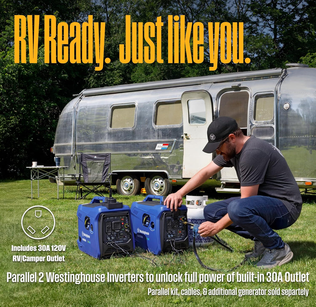 Westinghouse 2550 Peak Watt Super Quiet & Lightweight Portable Inverter Generator  RV Ready 30A Outlet  Gas and Propane Powered  CO Sensor  Parallel Capable  Long Run Time