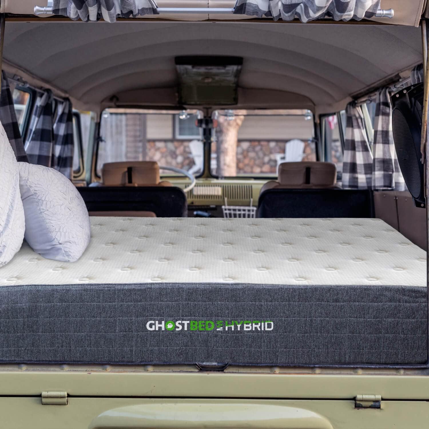 GhostBed 10 Inch Short Queen RV Mattress, Camper Mattress with Memory Foam and Hybrid Coils - Low Profile, Medium Feel, Made in The USA, Short Queen