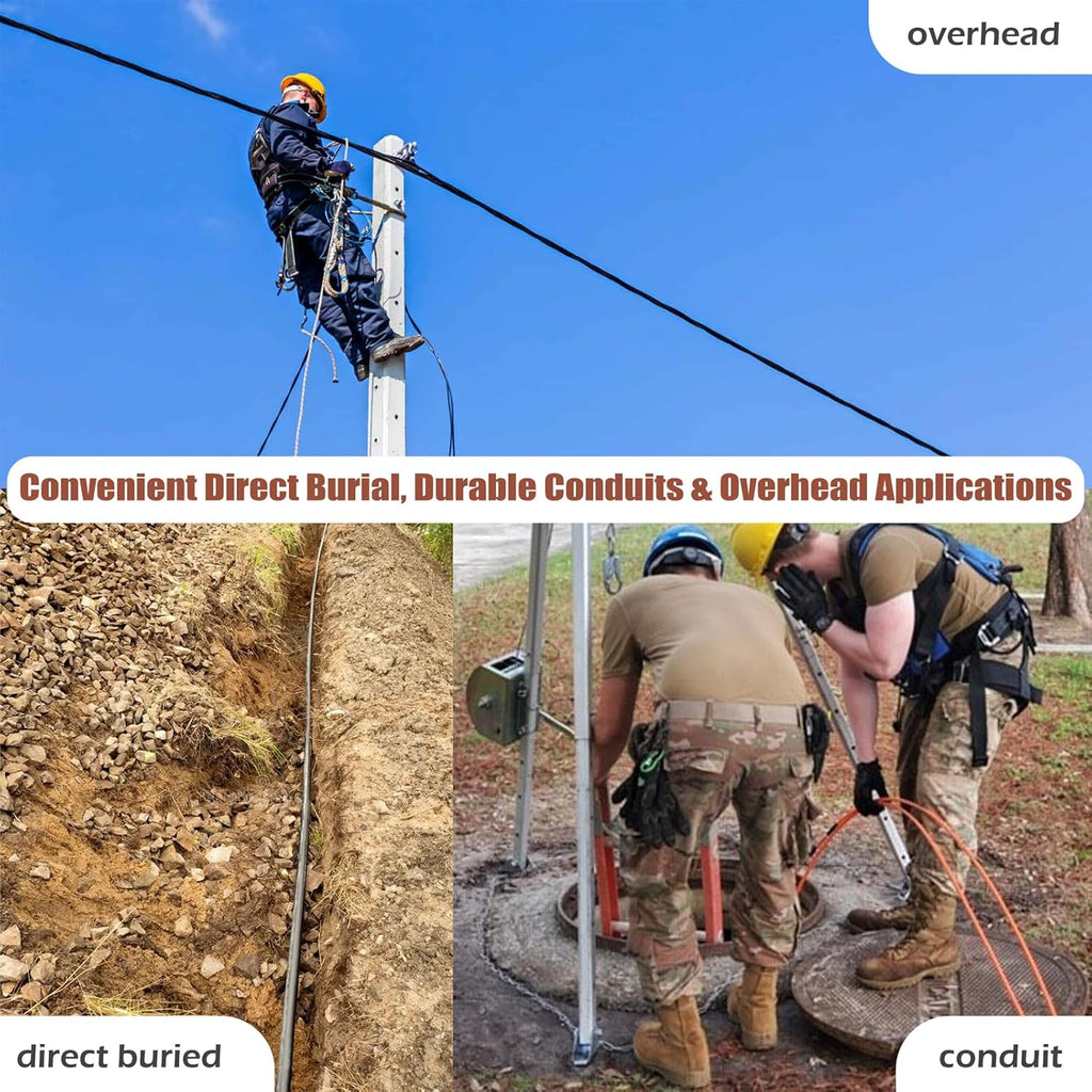 500ft/150m OD-5mm Industrial TPU OM4 Fiber LC to LC Outdoor Armored Fiber Patch Cable  Duplex Multimode Fiber Optic Cable  40G/100G  50/125  OM4 LC-LC with Pulling Eye Kit Installed on one end