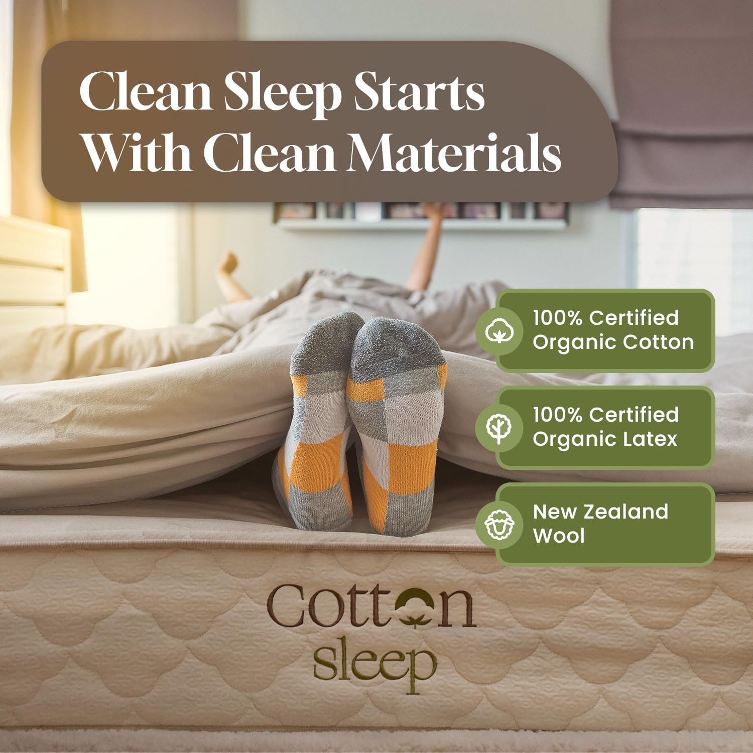 CottonSleep All Natural Mattress (100% Organic Cotton, Wool, & GOTS Latex, Made in The USA) Non Toxic, Fiberglass Free Hybrid Pocket Coil and Plush Foam Bed in A Box Medium Soft - Twin XL, 11"