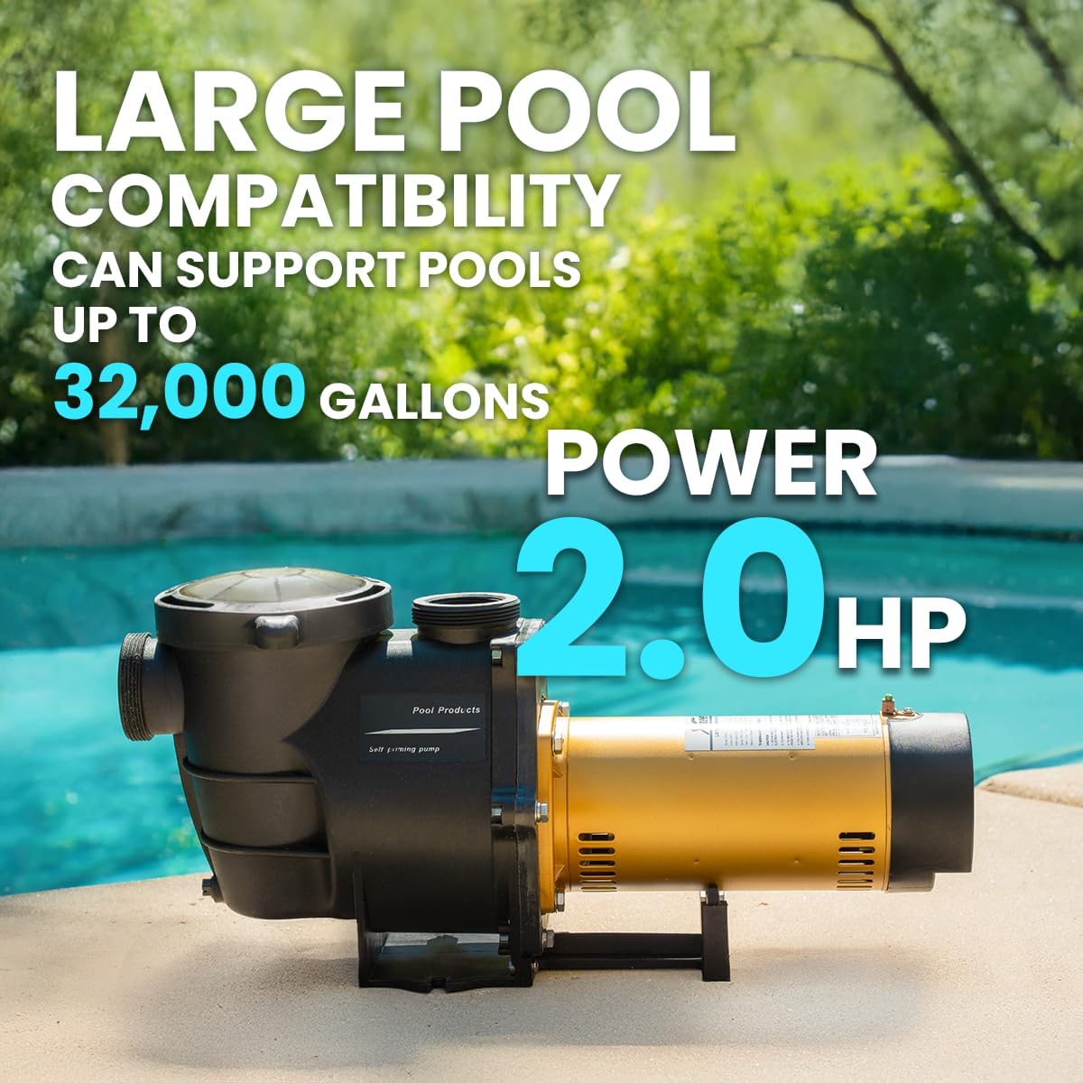 XtremepowerUS 2HP In-Ground Swimming Pool Pump Dual Speed High Flow 2" Inlet 230V High Flo 2-Speed w/ Slip-On Fitting Adapter  5 820 GPH with Filter Basket