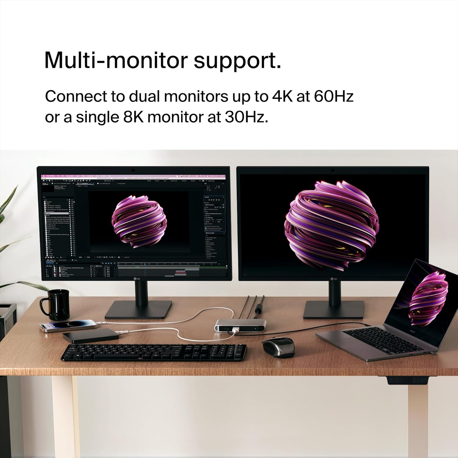 Belkin Connect Thunderbolt 4 Docking Station  5-in-1 USB-C Multiport Core Hub w/ 96W Power Delivery for Mac  Windows  Single 8K or Dual 4K Display  Thunderbolt 4 Cable & Power Supply Included