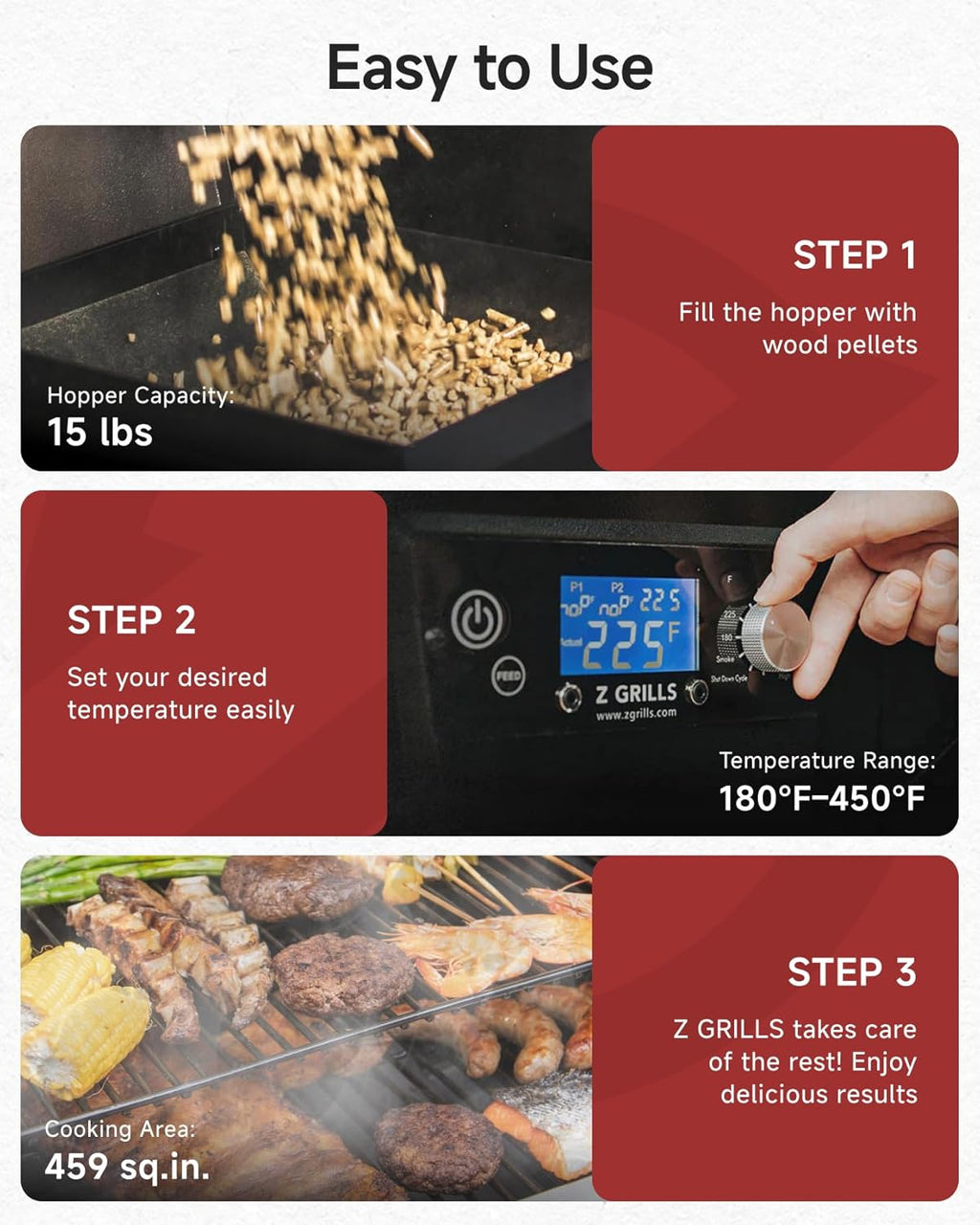 Z GRILLS ZPG-450A2 Wood Pellet Grill & Smoker  PID V3.0 Controller  459 Sq in Cook Area  Foldable Shelf  Meat Probe  Rain Cover  8 in 1 BBQ Grill Outdoor Auto Temperature Control  Bronze