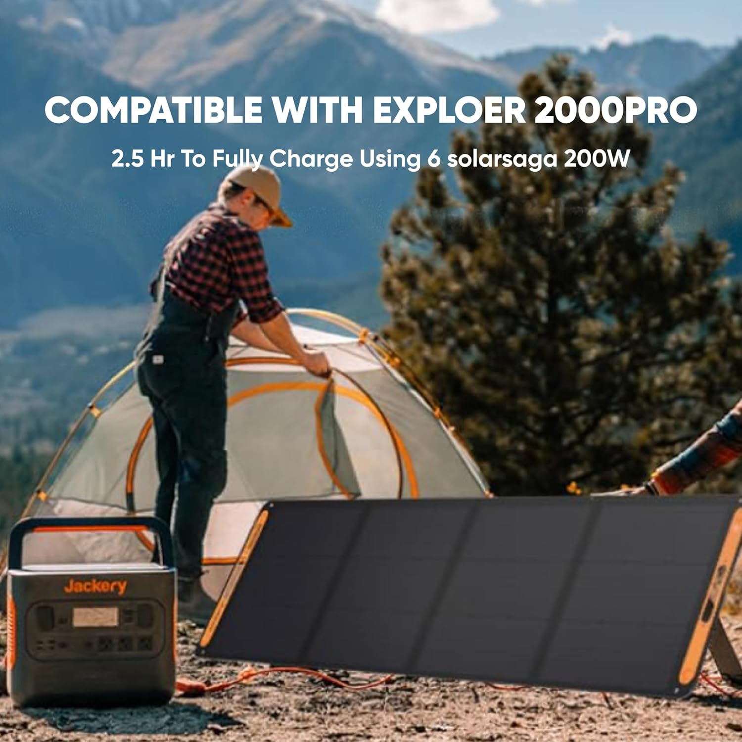 Jackery SolarSaga 200W Portable Solar Panel IP68 Foldable Bifacial Solar Panels Compatible with Jackery Explorer Power Station and Solar Generator for Rooftops Outdoor Camping Off-Grid and RVs