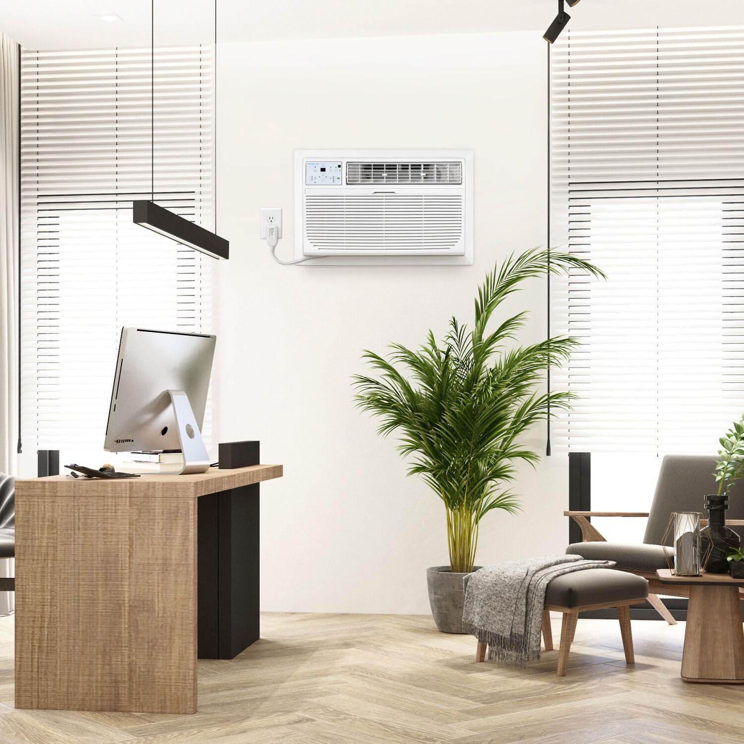 Keystone 12,000 BTU Wall Mounted Air Conditioner with Supplemental Heat and Dehumidifier Function, 230V, Wall AC with Remote for Small and Medium Sized Rooms up to 550 Sq.Ft., Quiet, High Efficiency