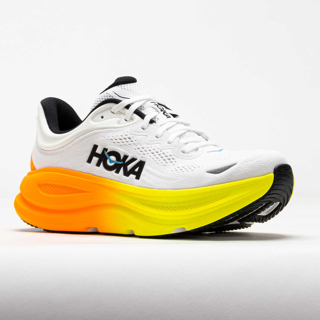 HOKA Bondi 9 Men's White/Neon Tangerine