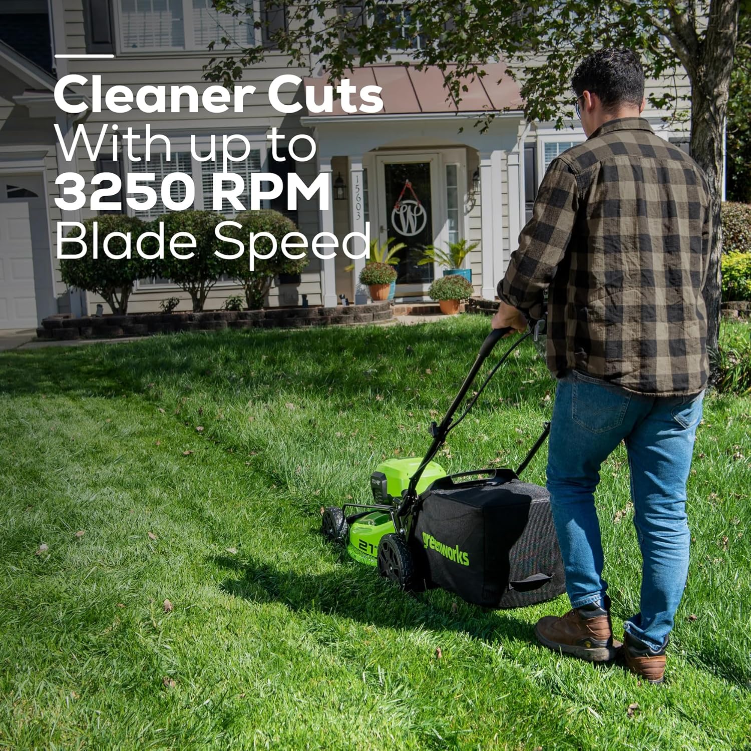 Greenworks 48V (24V x 2) 21" Cordless Battery Self-Propelled Lawn Mower w/Two (2) 5.0Ah USB Batteries & Charger 24V 12" Cordless Battery String Trimmer/Edger (Tool Only) Kit