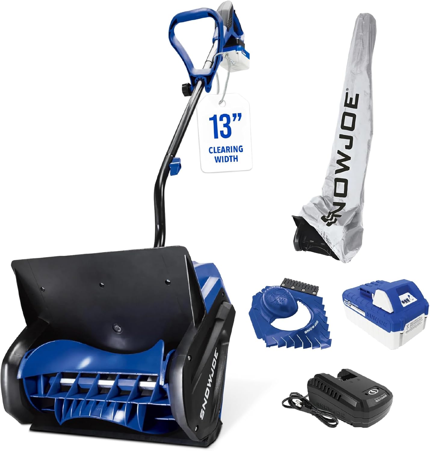 Snow Joe 24V Cordless Electric Snow Shovel Kit w/ Cover & Scraper  13" Clearing Path  400W Motor - Heavy-Duty Snow & Ice Removal for Driveway & Walkway  24V-SS13-TV1