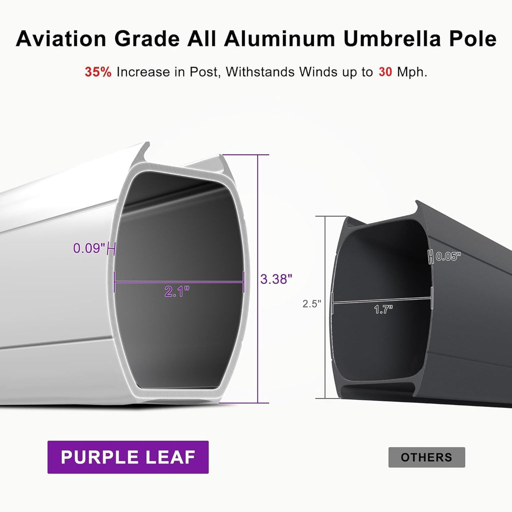 PURPLE LEAF 10ft Patio Umbrella Outdoor Square Large Cantilever Windproof Offset and Heavy Duty Sun Umbrella for Garden Deck Pool  Beige