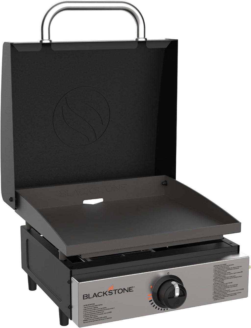 BLACKSTONE 1814 Stainless Steel Propane Gas Portable  Flat Top Griddle Frill Station for Kitchen  Camping  Outdoor  Tailgating  Tabletop  Countertop – Heavy Duty & 12  000 BTUs  17 Inch  Black