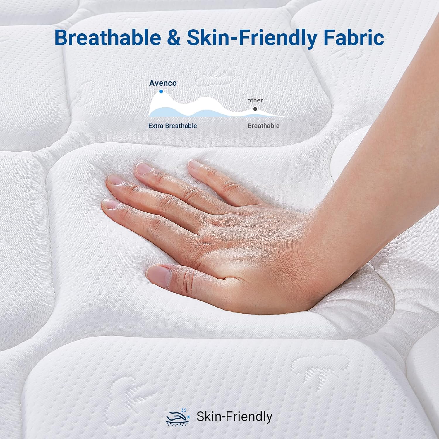 Avenco Queen Size Mattress, 10 Inch Queen Mattress with Individually Smarts Pocket Springs for Back Pain Relief, Hypoallergenic Fabric Box Spring No Need, Mattresses in a Box Medium Plush Support