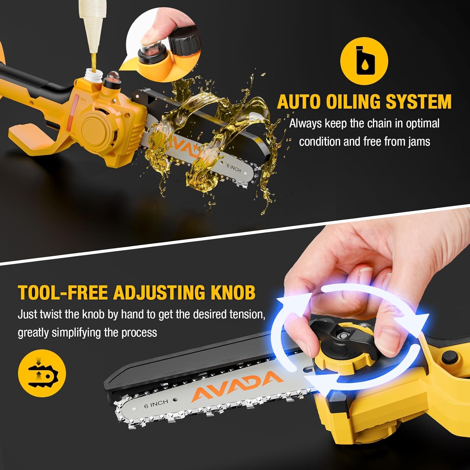 2-in-1 Electric Pole Saw - 6 Inch Brushless Mini Chainsaw with Extension Pole 2x3000mAh Batteries  Lightweight  15.7FT Reach Extension Tree Trimmer Cordless Pole Saws for Tree Trimming Pruning