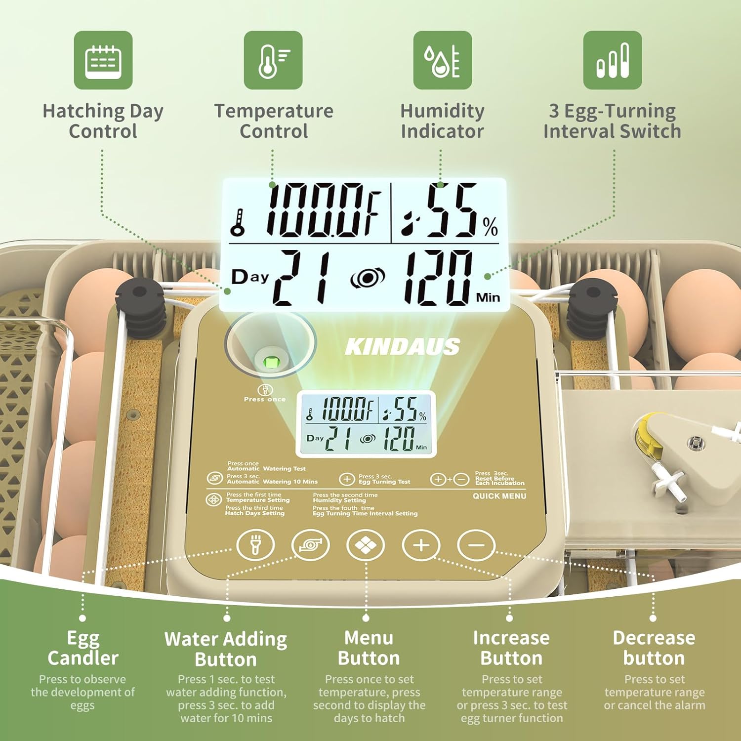 Egg Incubators for Hatching Eggs  Egg Incubator with Automatic Egg Turning and Humidity Control  Quail Eggs Chicken Egg Incubator (48 Eggs)