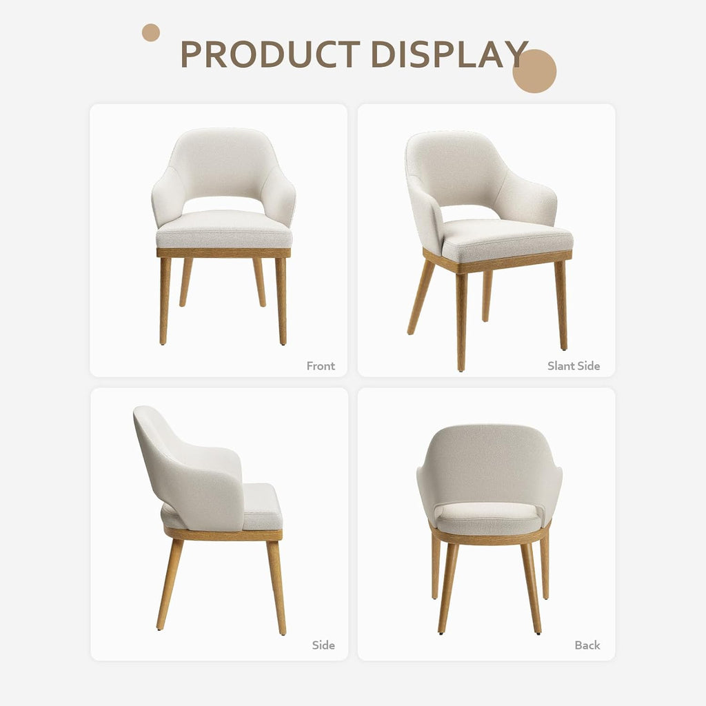 Wooden Dining Chairs Set of 4, Modern Fabric Upholstered Dining Room Chair, Kitchen Side Chairs, Farmhouse Dinner Chair with Open Back for Kitchen, Beige