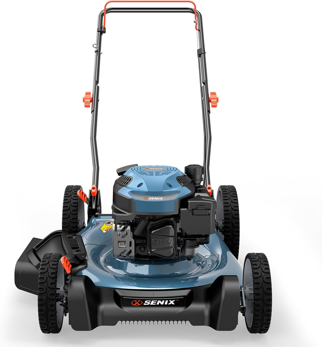 SENIX 144 cc Gas Lawn Mower  21 inch 2-in-1 Push with Mulching and Side Discharge  4-Cycle Engine  6 Position Cutting Height Adjustment for Yard and Garden