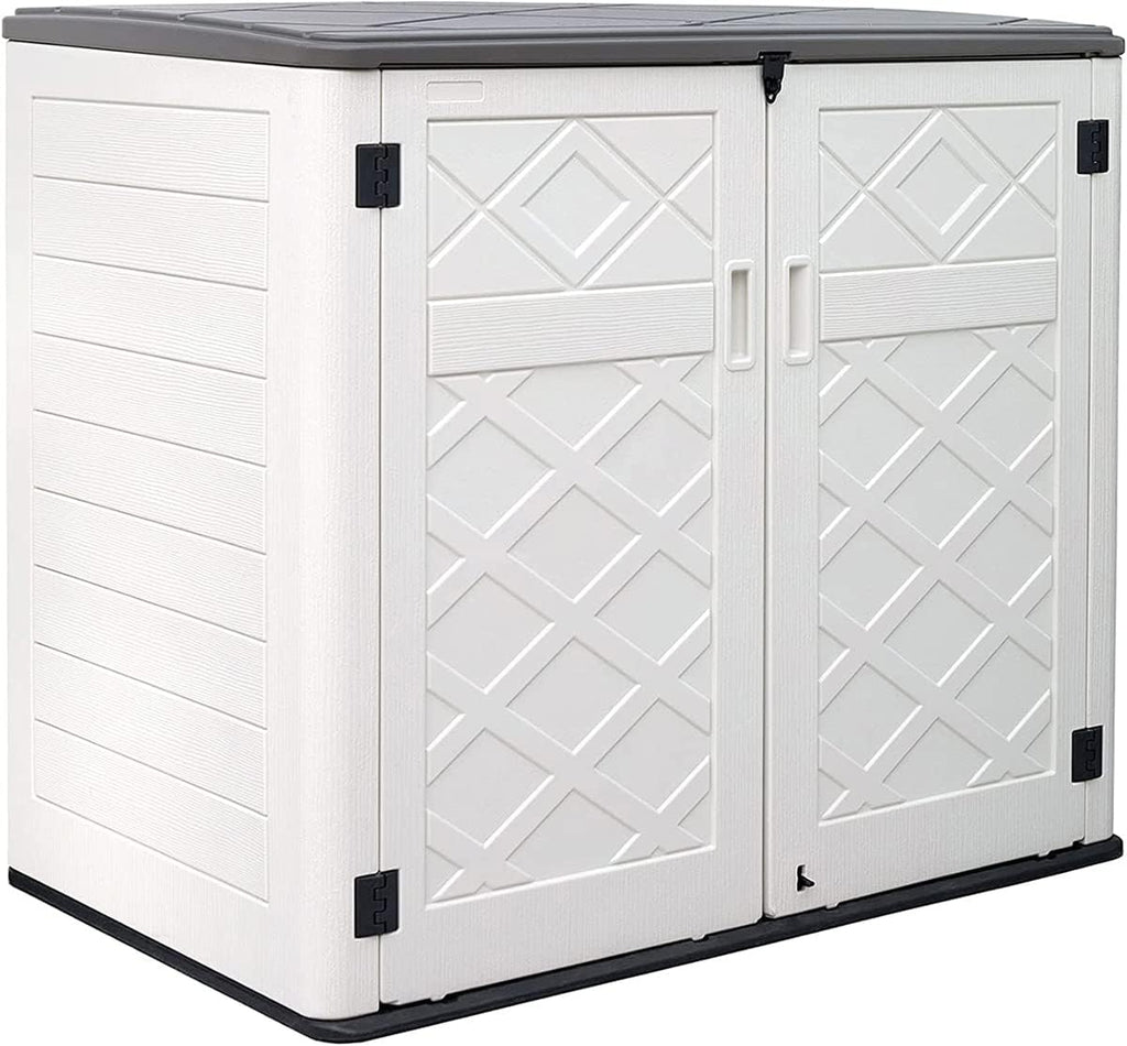 KINYING Larger Outdoor Storage Shed Weather Resistance  Horizontal Outdoor Storage Box Waterproof for Garden  Patios  Backyards  48 Cu.ft Capacity for Garbage Cans  Lawn Mower  Garden Tools