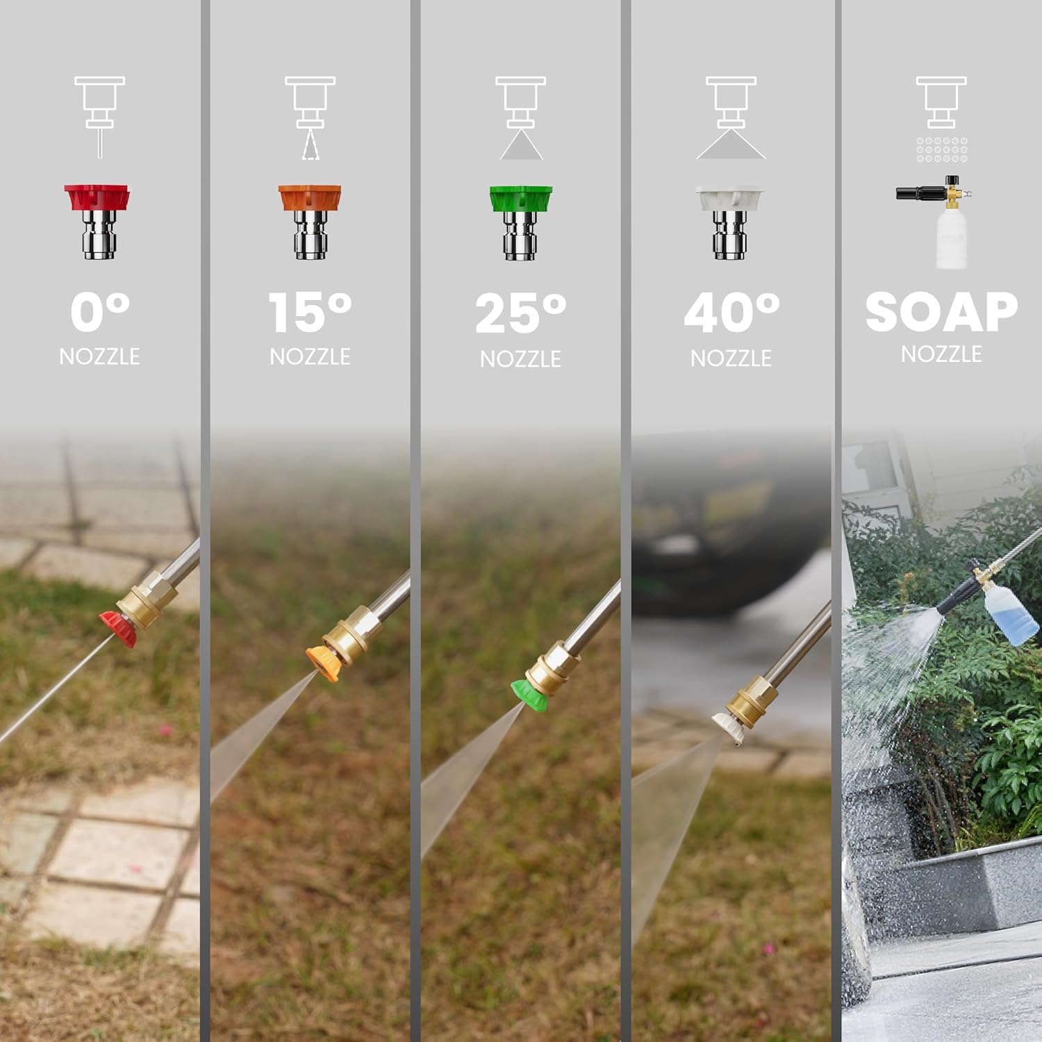 Giraffe Tools Grandfalls Retractable Pressure Washer G20  2500 PSI 2.2 GPM  Wall Mounted with 65FT Hose Reel  4 Nozzles for Floor/Cars/Fences/Patios  Light Silver Case with Grey Pressure Hoses