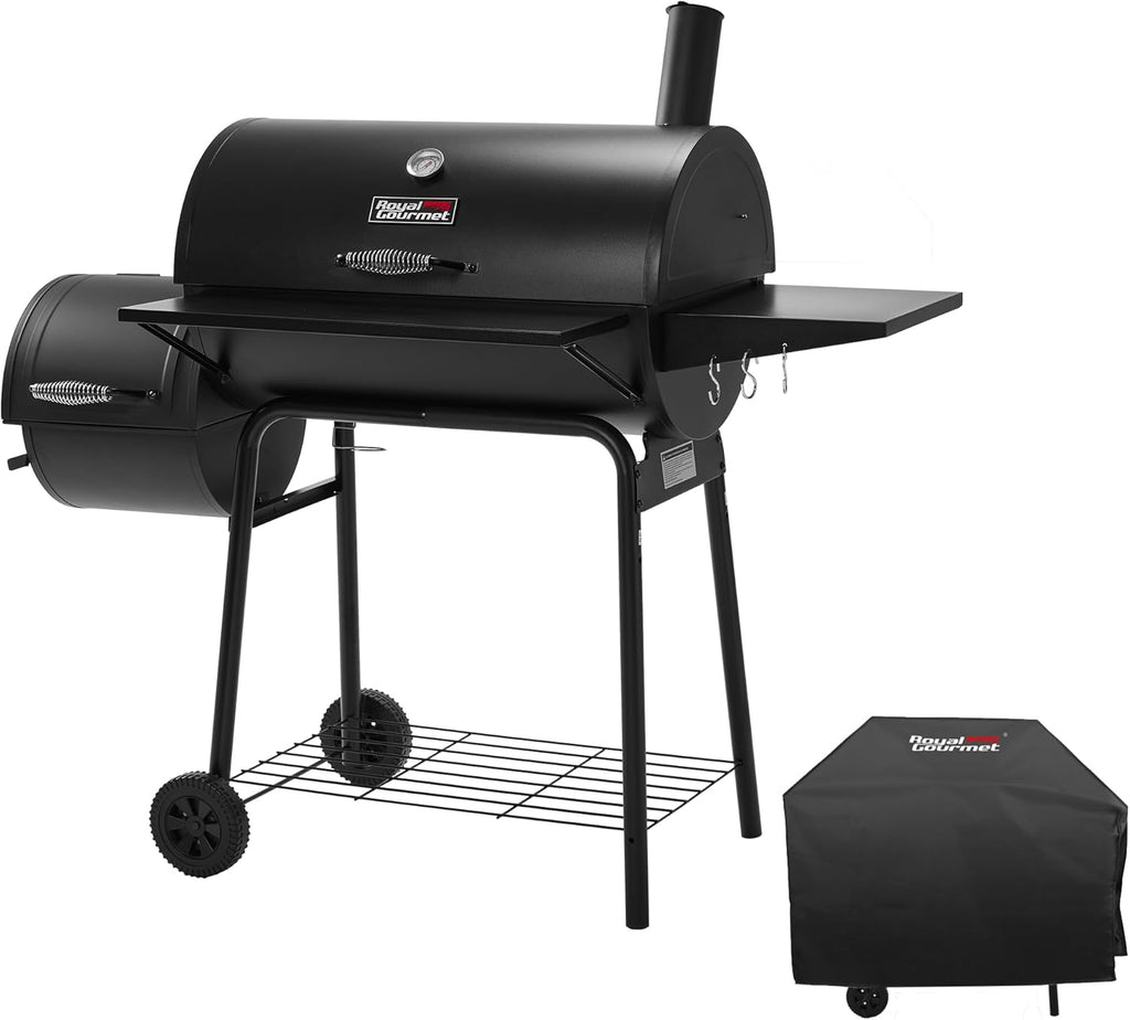 Royal Gourmet CC1830SC Charcoal Grill Offset Smoker with Cover  811 Square Inches  Black  Outdoor Camping