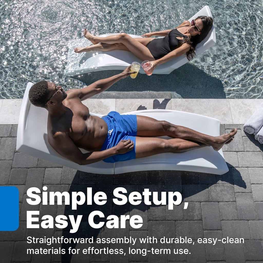 Step2 Vero Pool Lounger  Fade-Resistant  Waterproof Patio Furniture  Pool Lounge Chair for Sun Shelf  Use in Pools with Shelves Up to 12-Inches Deep or Outside Pool Deck  Weighted  White
